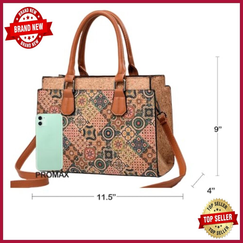 Vegan Leather Crossbody Bag Convertible Shoulder Purse Quilted Cork - Picture 6 of 6